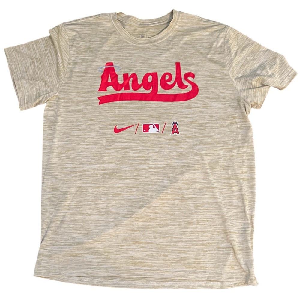 Nike Los Angeles Angels Heather Cream Graphic Tee - Red Logo